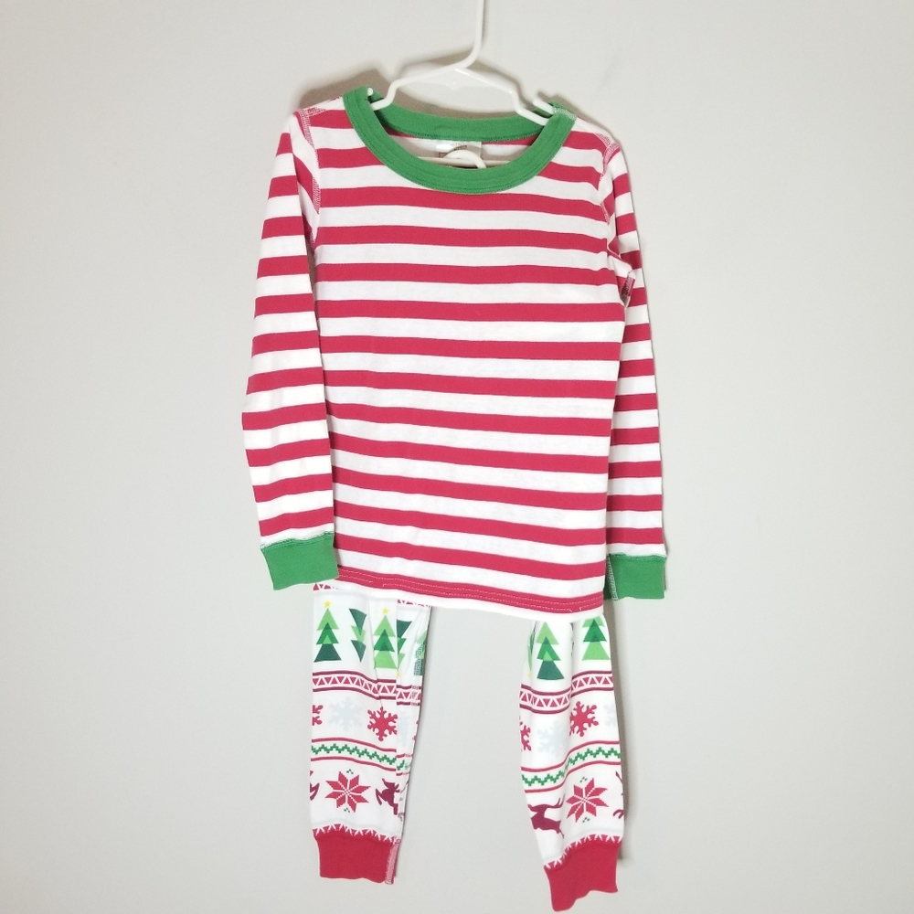 Hanna Andersson Christmas Pajamas Organic Cotton Stripes Red Green 5 6 7
